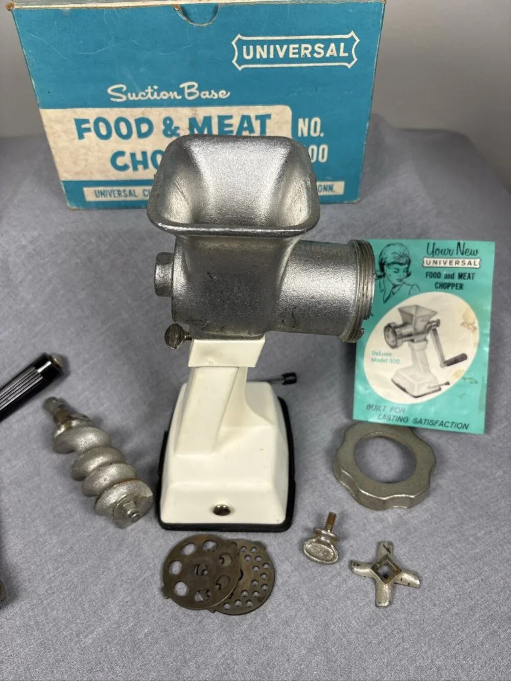 Vintage Universal Suction Base Food and Meat Chopper No 400 Including Packaging